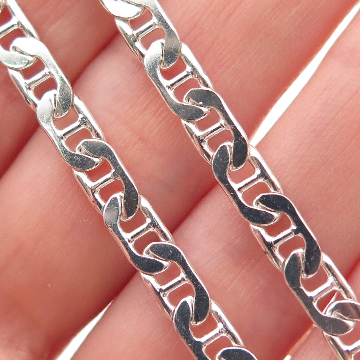 925 Sterling Silver Italy Anchor Mariner Chain Necklace 16"