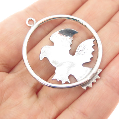 925 Sterling Silver Vintage Mexico Eagle Bird Oxidized Charm Pendant