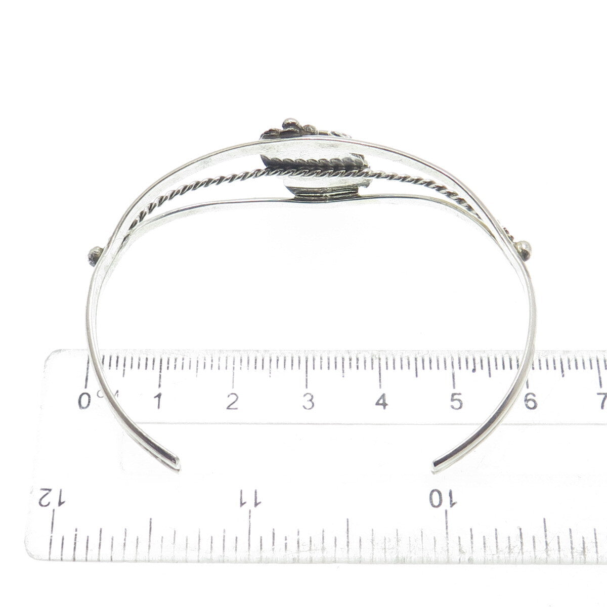 Old Pawn 925 Sterling Silver Vintage Southwestern Black Onyx Cuff Bracelet 6"