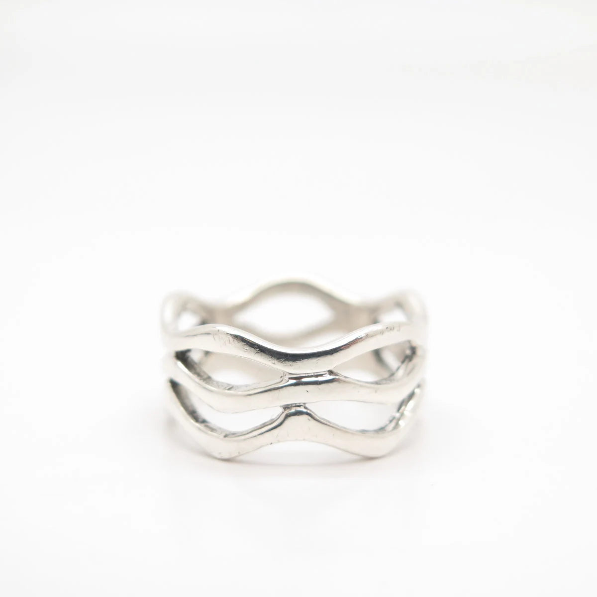925 Sterling Silver Vintage Wavy Band Ring Size 6 1/4