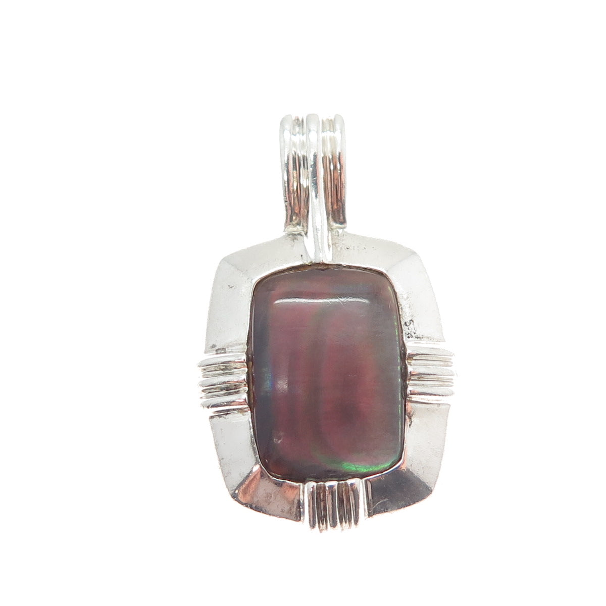 MICHELLE ALBALA 925 Sterling Silver Vintage Real Abalone Shell Pendant