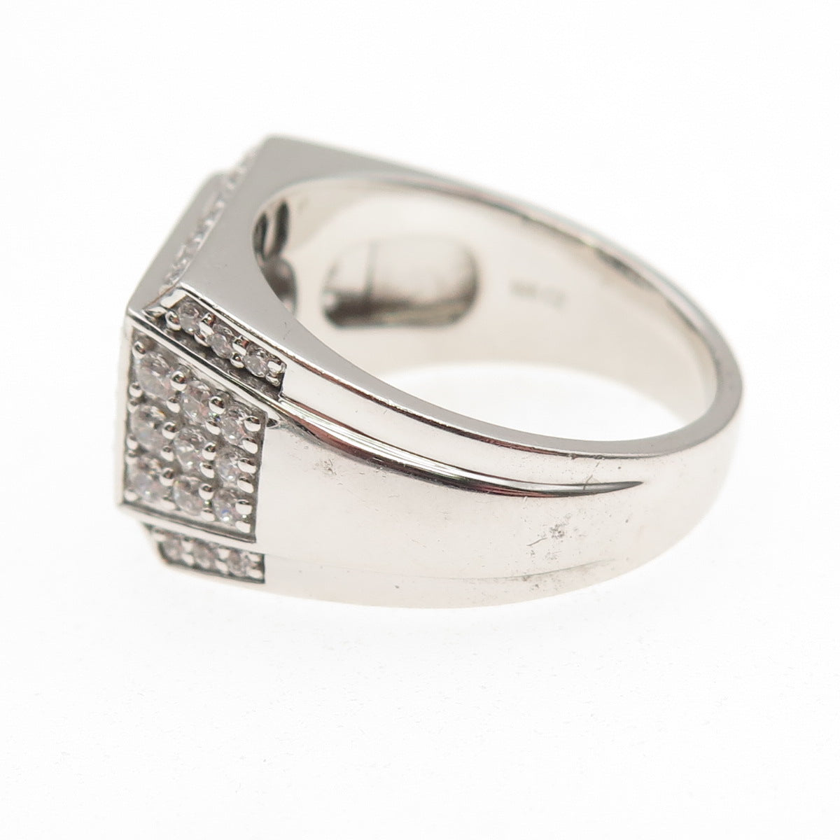 925 Sterling Silver Round-Cut C Z Sparkle Ring Size 10.25