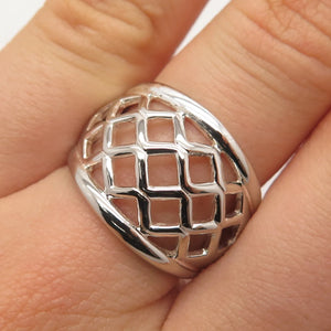 925 Sterling Silver Vintage Cage Ring Size 8.25