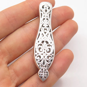 925 Sterling Silver Vintage Ornate Bar Pin Brooch