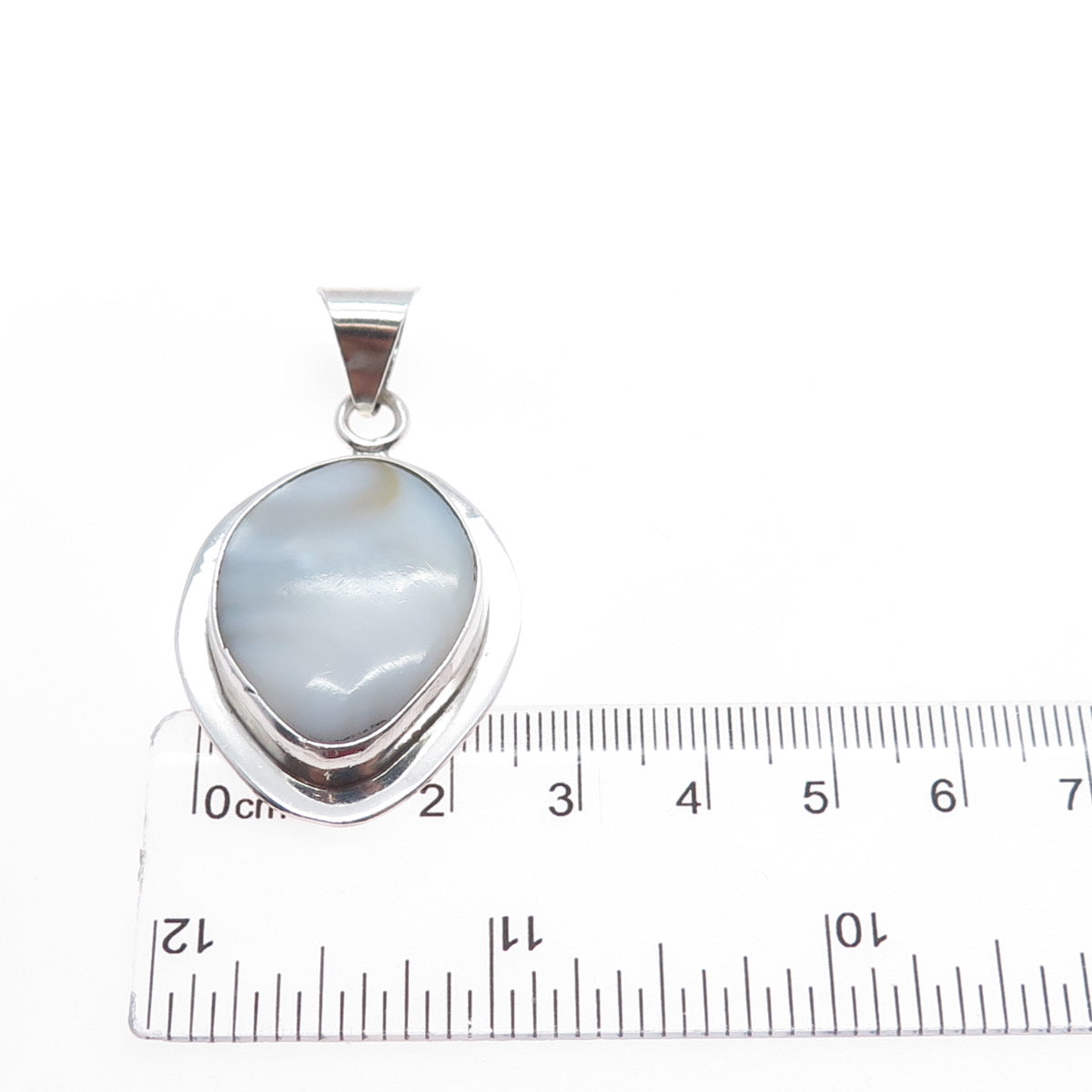 925 Sterling Silver Vintage Mexico Real MOP Modernist Charm Pendant