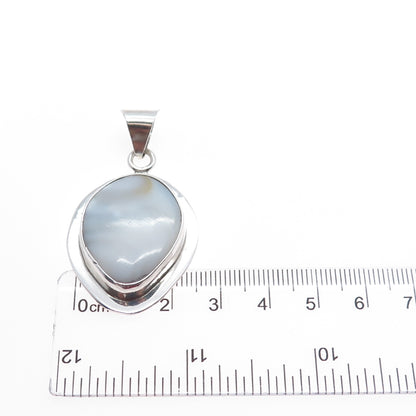 925 Sterling Silver Vintage Mexico Real MOP Modernist Charm Pendant