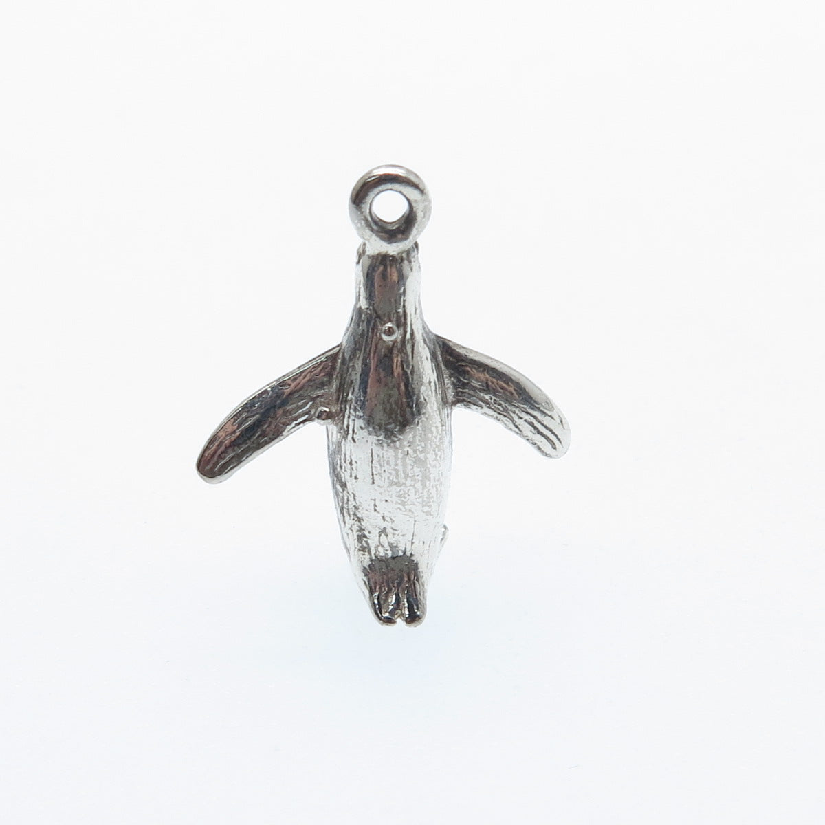 925 Sterling Silver Vintage Pinguin Minimalist 3D Charm Pendant