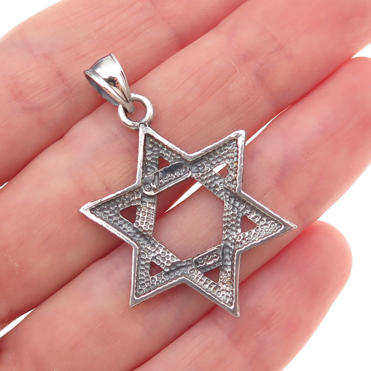 One Of A Kind 925 Sterling Silver Vintage Star of David Oxidized Charm Pendant