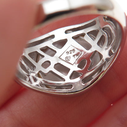 Dasan 925 Sterling Silver Real MOP Skull & Crossbones Signet Ring Size 10.25