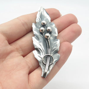925 Sterling Silver Vintage Mexico Leaf Pin Brooch