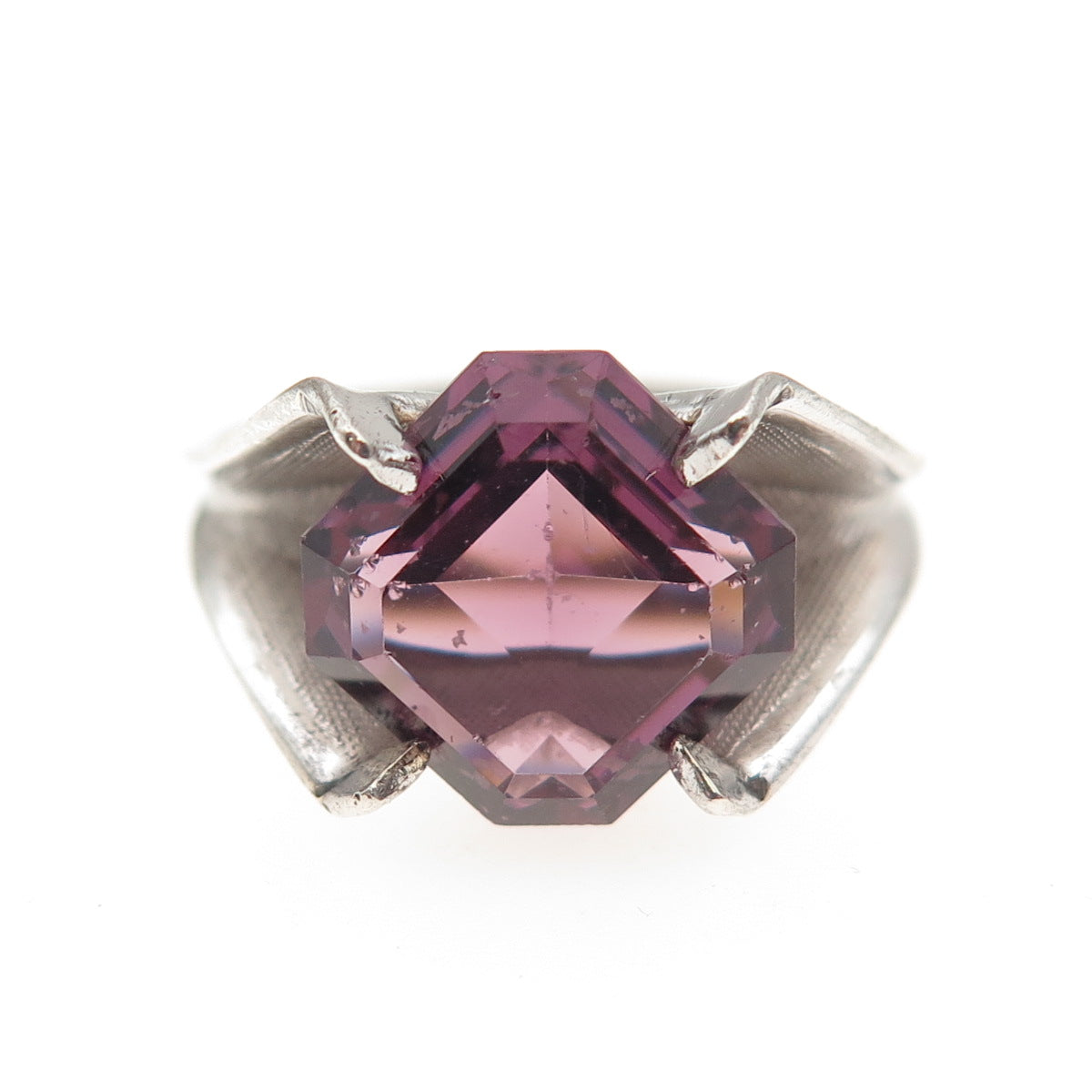 Clark & Coombs Sterling Silver Antique Art Deco Purple Rhinestone Ring Size 5