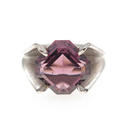 Clark & Coombs Sterling Silver Antique Art Deco Purple Rhinestone Ring Size 5
