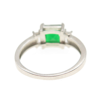 925 Sterling Silver Real Chrome Diopside & C Z Ring Size 10