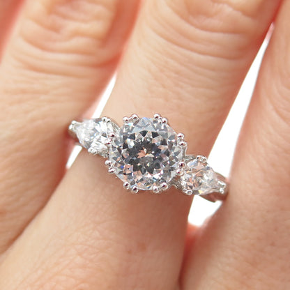 TACORI 925 Sterling Silver Round & Pear-Cut C Z Engagement Ring Size 8.25