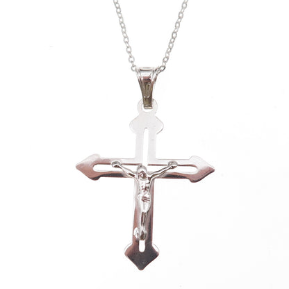 925 Sterling Silver Italy Crucifix Cross Cable Chain Necklace 18"
