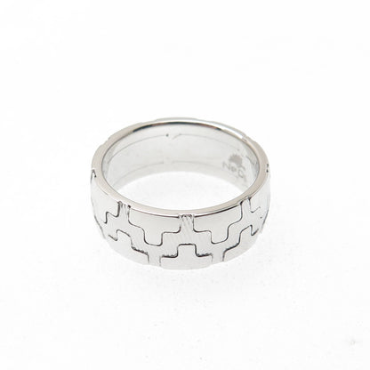 NEOS 925 Sterling Silver Textured Puzzle Band Ring Size 8.25