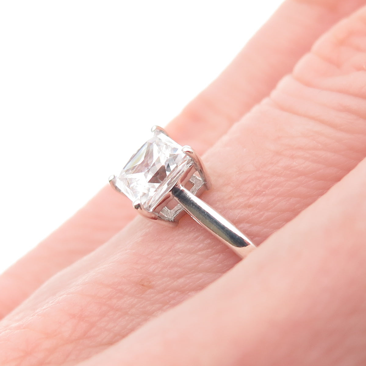 Chuck Clemency 925 Sterling Silver Princess-Cut C Z Engagement Ring Size 6