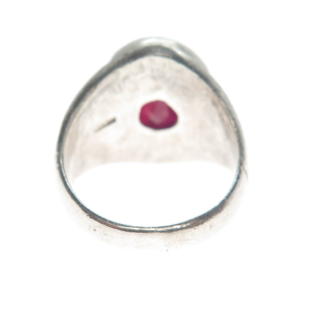925 Sterling Silver Vintage Lab-Created Ruby Oxidized Ring Size 6