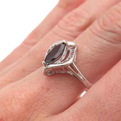 RJ Graziano 925 Sterling Silver Vintage Real Red Garnet Filigree Ring Size 10.25