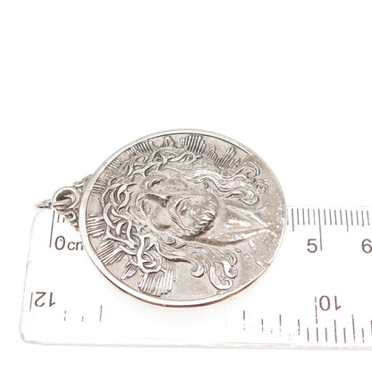 Creed 925 Sterling Silver Antique Art Deco Jesus Our Lady of Guadalupe Pendant