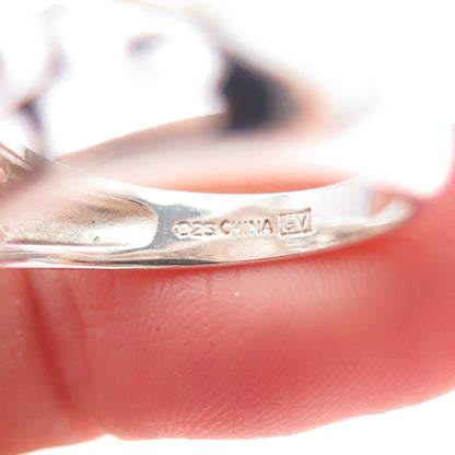 925 Sterling Silver Vintage Real MOP Modernist Ring Size 7.75