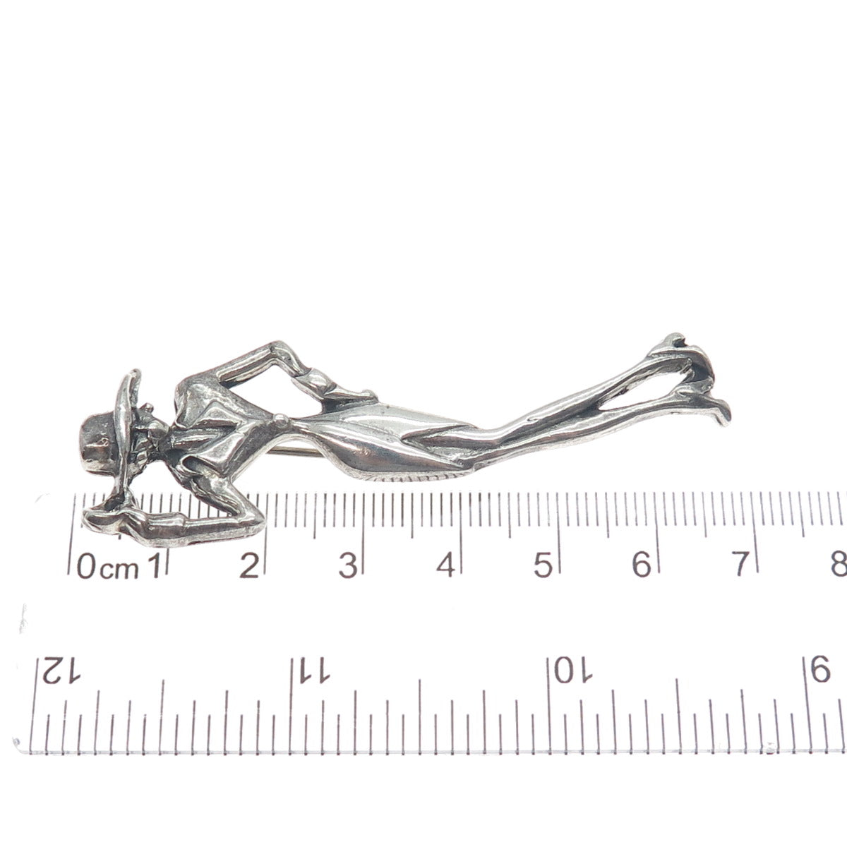 925 Sterling Silver Vintage Mexico Elegant Lady Oxidized Pin Brooch