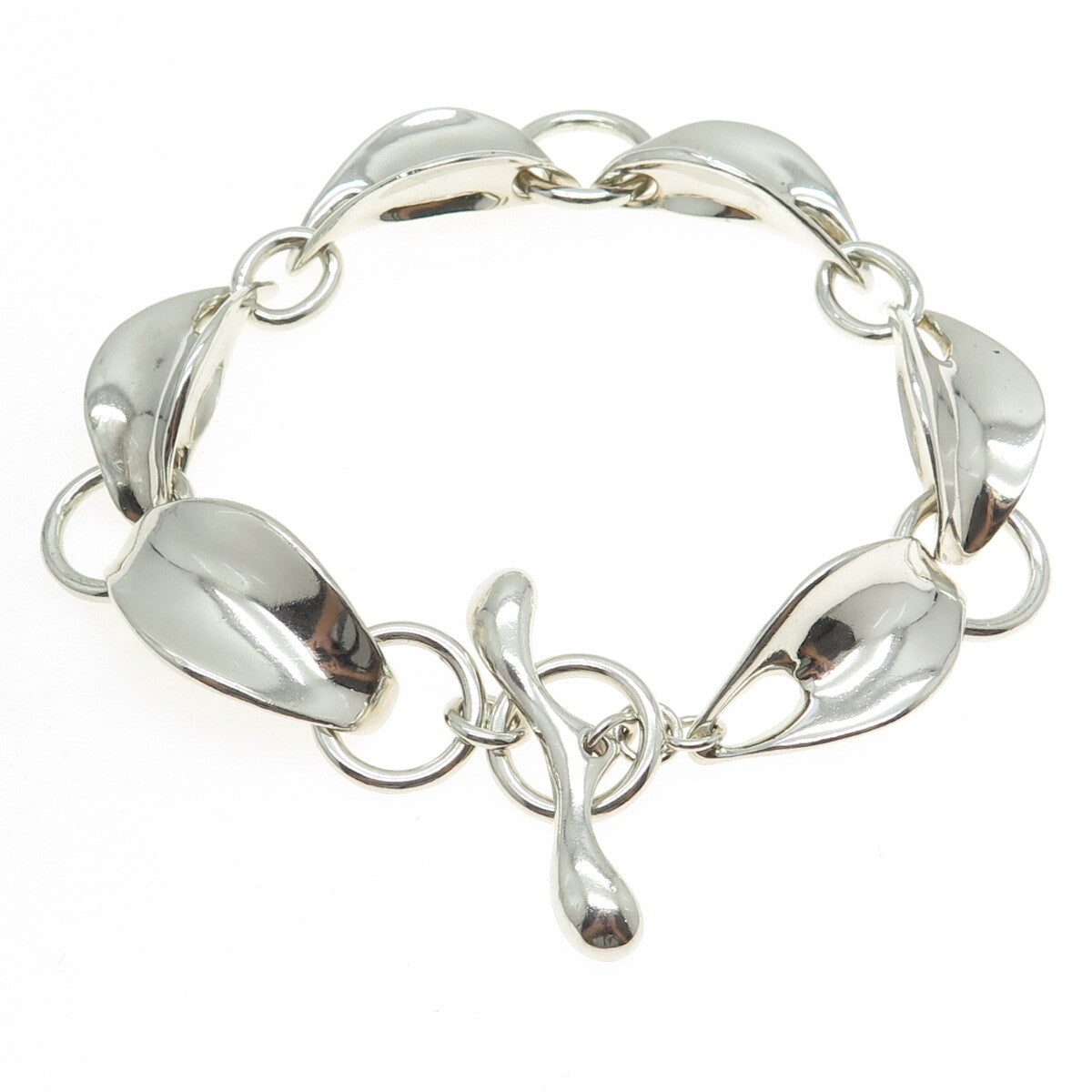 ROBERT LEE MORIS 925 Sterling Silver Vintage Modernist Link Bracelet 7.75"