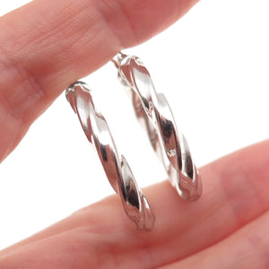 925 Sterling Silver Italy Twisted Hoop Earrings