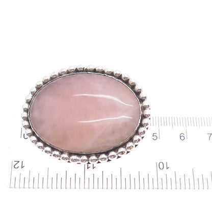 RICK MARTINEZ Old Pawn 925 Sterling Silver Vintage Rose Quartz Beaded Pin Brooch
