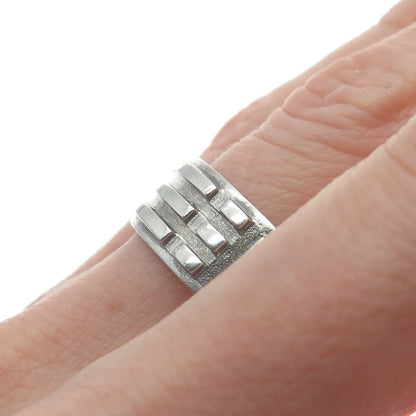 925 Sterling Silver Vintage Italy Modernist Arrow Band Ring Size 11.25