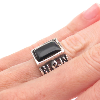 Silpada 925 Sterling Silver Vintage Real Black Onyx Oxidized Ring Size 5
