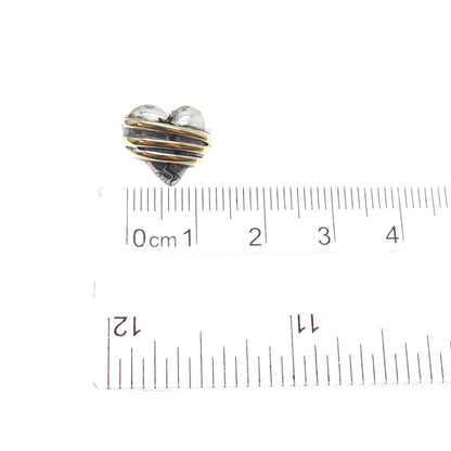 925 Sterling Silver 2-Tone Vintage Healing Heart Mini Slide Charm Pendant