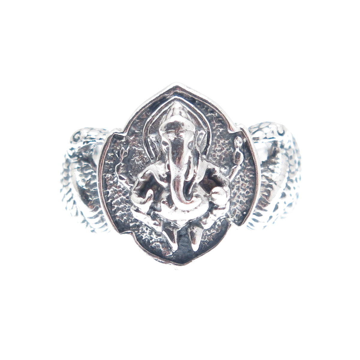 925 Sterling Silver Vintage Jaya Ganesha Elephant Oxidized Ring Size 7.25