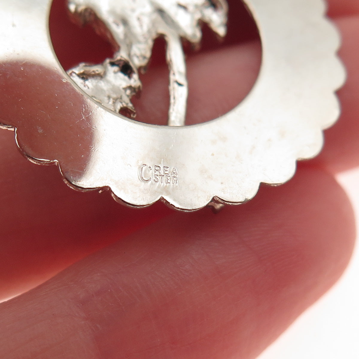 CREA 925 Sterling Silver Vintage Rhinestone Real Pearl Bermuda Charm Pendant