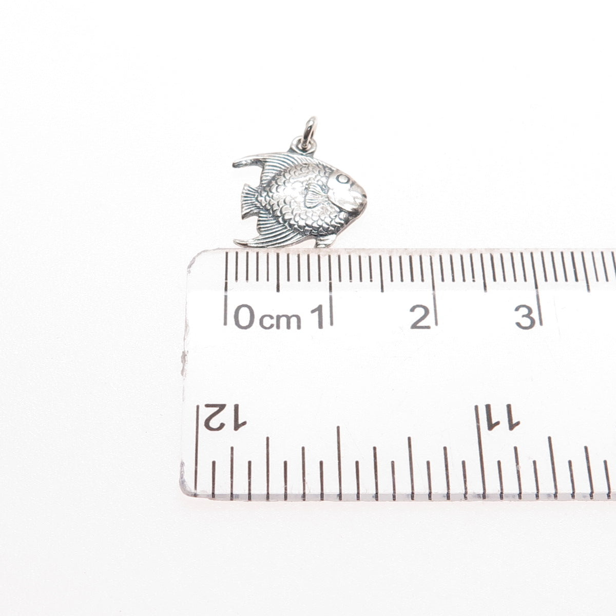 925 Sterling Silver Vintage Angel Fish Oxidized Minimalist Charm Pendant
