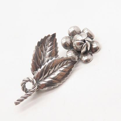 925 Sterling Silver Vintage Floral Leaf Pin Brooch