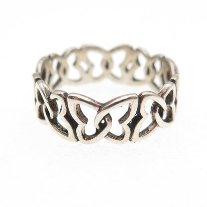 925 Sterling Silver Vintage Celtic Butterfly Knot Oxidized Band Ring Size 8