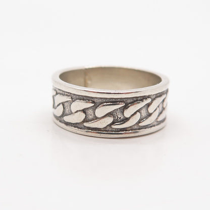 925 Sterling Silver Vintage C & S Chain Band Ring Size 6.25