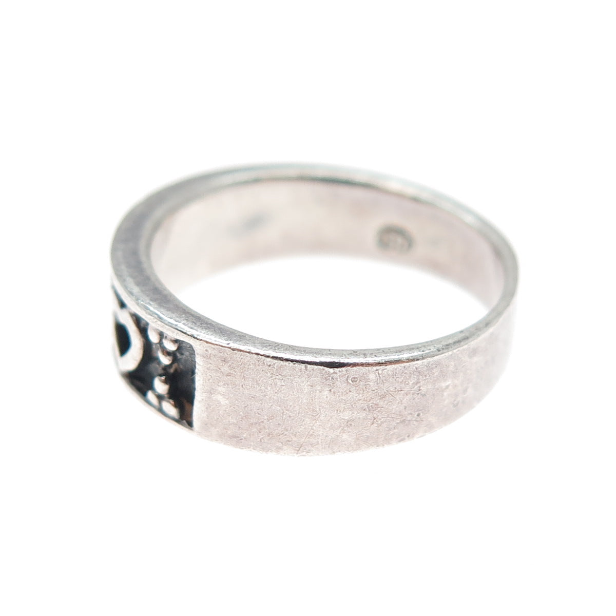 925 Sterling Silver Vintage Heart Oxidized Band Ring Size 7