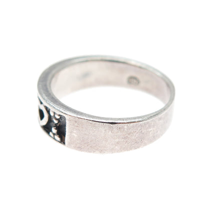 925 Sterling Silver Vintage Heart Oxidized Band Ring Size 7