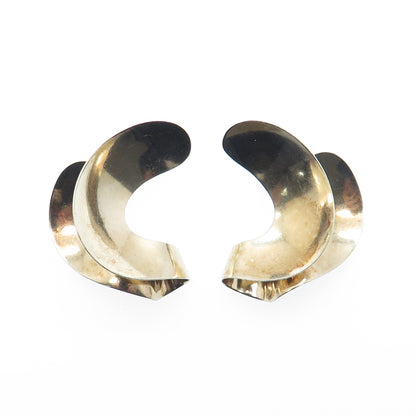 Patricia Daunis 925 Sterling Silver Gold Plated Vintage 1985 Modernist Earrings