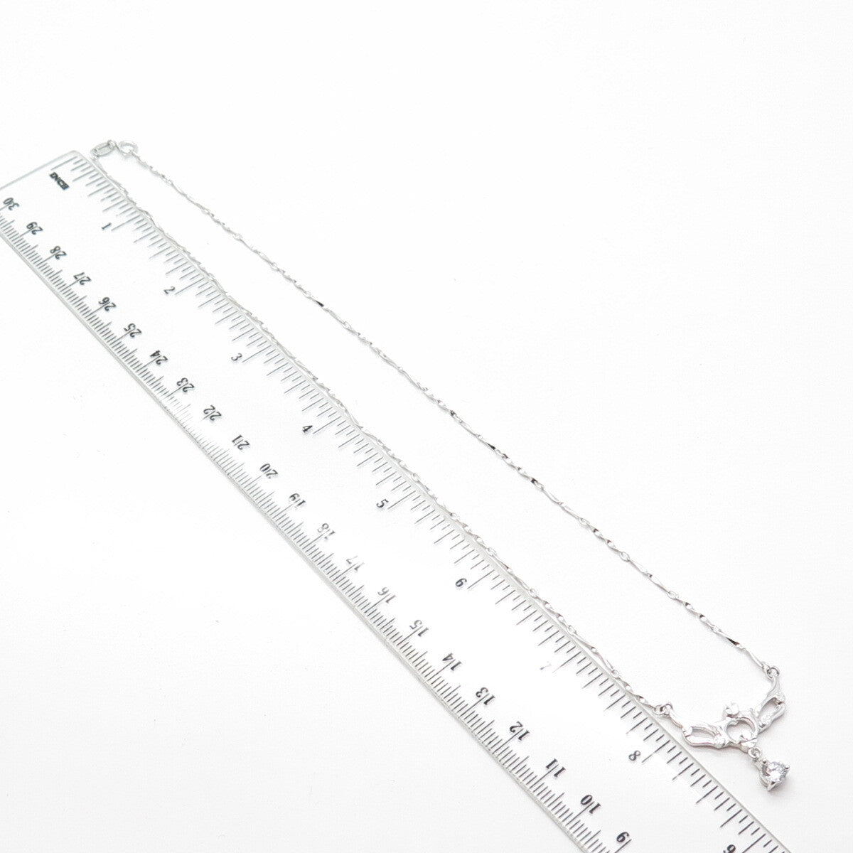 925 Sterling Silver Italy Round-Cut C Z Twisted Panel Chain Charm Necklace 18"