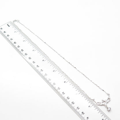 925 Sterling Silver Italy Round-Cut C Z Twisted Panel Chain Charm Necklace 18"