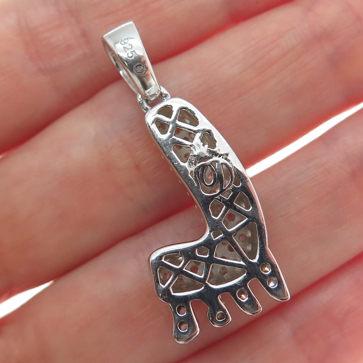 925 Sterling Silver Round-Cut Shaped C Z Letter L Initial Sparkle Pendant