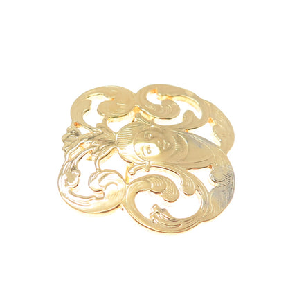 IC James Craig Sterling Silver Gold Plated Vintage Moon Face Ornate Pin Pendant