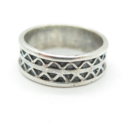 SARAH COVENTRY 925 Sterling Silver Vintage Zig Zag Pattern Band Ring Size 6.25