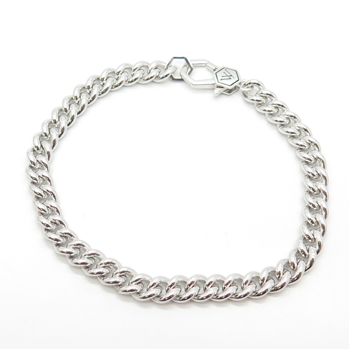 925 Sterling Silver With You Lockets Curb Link Bracelet 7"