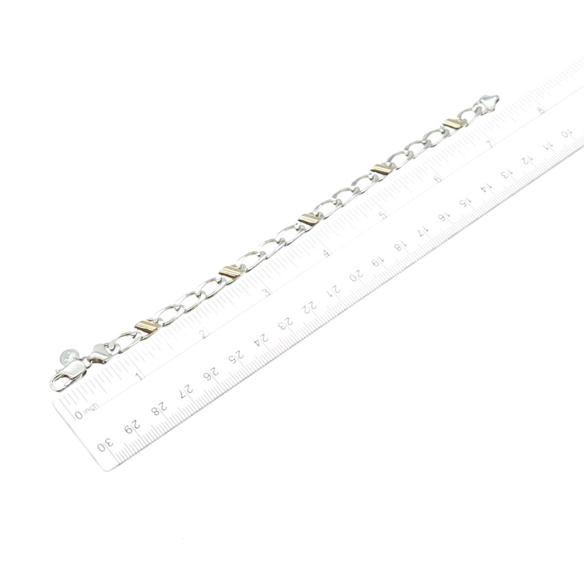 TIFFANY & CO. 18K Gold 925 Sterling Silver Vintage Curb Link Bracelet 7.25"