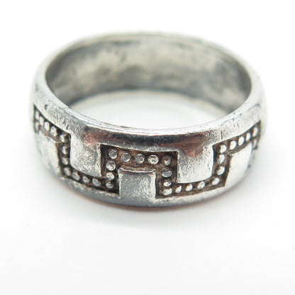 925 Sterling Silver Vintage Tribal Band Ring Size 6.75