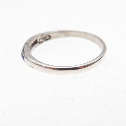 Silver Cloud Old Pawn 925 Sterling Vintage Southwestern Lapis Ring Size 7.25